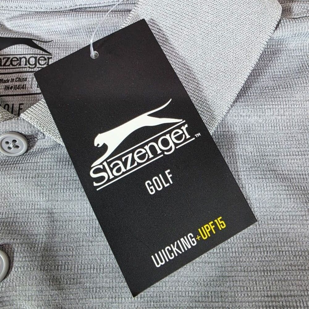 Slazenger Golf Polo Shirt Men's Sz Large Grey Short Sleeve Wicking + UPF 15 NWT - Picture 2 of 8